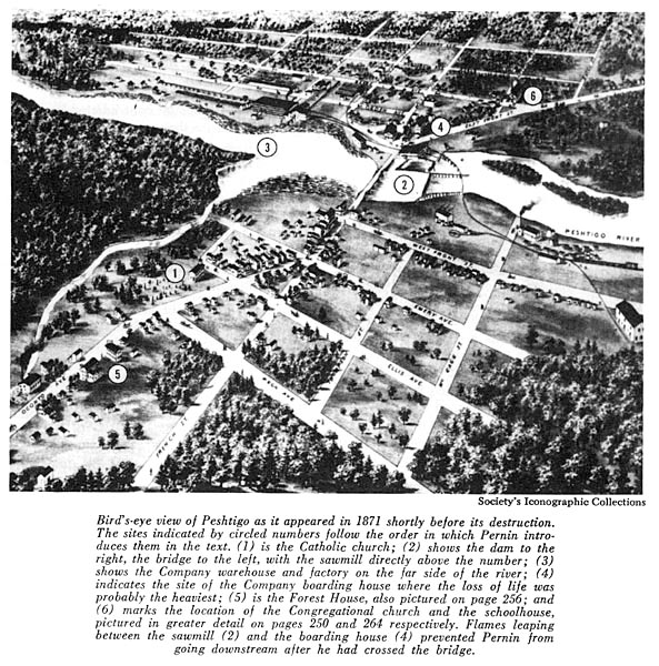 Bird's eye view of Peshtigo - September 1871